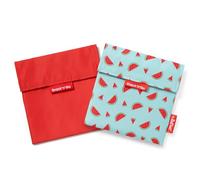 Roll'eat ® | Pack de 2 Bolsas de Merienda, Porta Sandwich y Bocadillos Reutilizables, Porta Alimentos Ecológico sin BPA, Color Rojo & Watermelon (Snack'n'Go Active & Fruits)