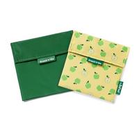 Roll'eat ® | Pack de 2 Bolsas de Merienda, Porta Sandwich y Bocadillos Reutilizables, Porta Alimentos Ecológico sin BPA, Tela de color Verde & Apple (Snack'n'Go Active & Fruits)