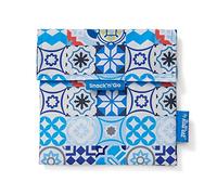 Roll'eat ® | Porta Sandwich Reutilizable, Bolsa Ecológica sin BPA, Porta Bocadillo de Color Azul - Snack'n'Go Patchwork