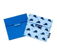 Roll'eat ® | Porta Sandwich Reutilizable, Bolsa Merienda, Porta Bocadillos y Alimentos Ecológico sin BPA, Bolsa de Tela, Color Azul & Whales - Snack'n'Go Active & Animals