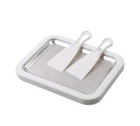 Rolled Ice Cream Tray - Food-Grade Stainless Steel Cold Plate, Portable Ice Cream Making Station with 2 Scrapers for Spreading and Rolling, postre for Shops, Outdoor Kitchen