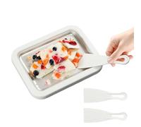 Rolled Ice Cream Tray - Instant Dessert Pan for Homemade Treats | Food Grade Stainless Steel Plate with Spatulas, Rapid Freeze for Ice Roll Making 22.61x17.53x3.56cm