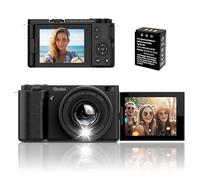 Rollei 64MP 4K Cámara Digital Compactline 10X Flip Screen 10X Zoom óptico | Cámara de fotos con pantalla giratoria y giratoria de 180° de 2,88 pulgadas para selfie Vlogging Fotoapparat portátil para