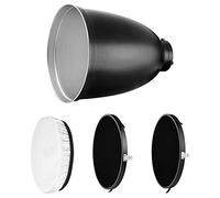 Rollei Bowens 28177 - Juego de refelctor (45°, Reflector de 45 Grados, 3 Rejillas Diferentes y un paño difusor para una óptima dispersión de la luz), Color Negro