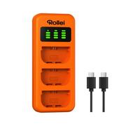 Rollei Cargador LP-E6 de 3 vías de Carga rápida con Conector USB-C 100% Compatible con baterías Rollei y Originales de cámaras Canon EOS 5D Mark II/III/IV, 6D/6D Mark II, 7D/7D Mark II, 60D/70D/80D
