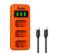 Rollei Cargador NP-FW50 de 3 vías de Carga rápida con Conector USB-C Compatible con baterías Rollei y Originales de cámaras Sony ZV-E10 A7 Serie, A6000, A6500, A6300, A6400, A5100, A5000, A3000, A55