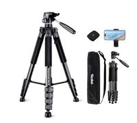 Rollei Compact Traveler Star S4 Trípode, 188cm Tripode Camara Portátil y Ligero de Aluminio con Rótula Desmontable de 3 Vías para DSLR Trípode para Cámara y Teléfono con Soporte para Teléfono