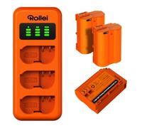 Rollei EN-EL15 - Juego de 3 baterías y cargador de 3 puertos de carga rápida con conector USB-C compatible con Nikon Z7/Z7II Z8 Z5/Z5II Z6/Z6II/Z6II/Z6III D850 D810 D800 D780 D750 D610 D600 D500 D7500