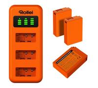 Rollei LP-E17 - Juego de 3 baterías y Cargador de 3 Puertos de Carga rápida con Conector USB-C 100% Compatible con Canon EOS RP/R50/R8/R10/77D/750D, Rebel T8i, T7i, T6i, SL2, SL3, Powershot V1
