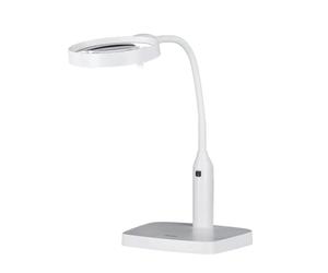 Rollei Lupa de Mesa con luz LED y Brazo articulado, Aumento de 1,8 x y 3,3 x, 6 LED con Brillo Ajustable, Brazo Flexible, Soporte y Abrazadera de Mesa, Funciona con Cables y Pilas