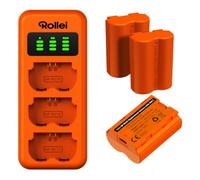 Rollei NP-W235 - Juego de 3 baterías y Cargadores (3 Unidades, Carga rápida con Conector USB-C, 100% Compatible con Fujifilm X-S20 X-T5 X-T4 X-H2 X-H2S GFX100S GFX50S II GFX100 II)