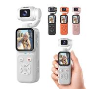 Rollei Pocket Cam Blanca Camara de Video Portátil 48MP 1080P Cámara Vlog | Cámara POV con Zoom Digital 4x Mini Camara de Video Portátil para Selfies con Cabezal Inclinable 180° Pantalla HD de 1,69"