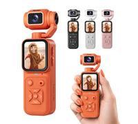 Rollei Pocket Cam Naranja Camara de Video Portátil 48MP 1080P Cámara Vlog | Cámara POV con Zoom Digital 4x Mini Camara de Video Portátil para Selfies con Cabezal Inclinable 180° Pantalla HD de 1,69"