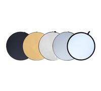 Rollei Pro 5 in 1 Collapsible Reflector 80 cm, Reflector Plegable Profesional 5 en 1 de 80 cm, Redondo con Diferentes Fundas, Multicolor (Difusor, Reflector Plateado, Gold, Blanco, Negro)