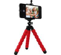 Rollei Selfie Mini Tripod - Minitrípode con Cabezal esférico giratorio 360°, adaptador para smartphone - Con pies de goma antideslizantes - Rojo
