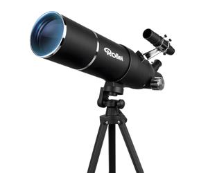Rollei Telescopio Astronómico Adultos 70/500mm con Soporte para Smartphone | Telescopio Professionale 70mm Aperture 500mm con Oculares de 10mm/20 mm Lente de Barlow2x Filtro Solar/Lunar y Trípode