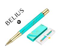 Roller Belius Aqua Aluminio Color Turquesa Y Dorado Tinta Negra Caja De Diseño