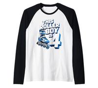 Roller Boy 4º cumpleaños Patinador Patinador niño Edad 4 Fiesta Camiseta Manga Raglan