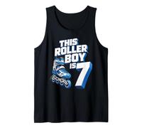 Roller Boy 7º cumpleaños Rollerblading Skater Kid Edad 7 Fiesta Camiseta sin Mangas