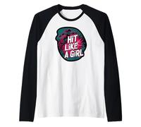 Roller Derby Hit Like A Girl Empowering Skater Design Camiseta Manga Raglan
