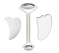 Roller GuaSha Raspado Cuidado de la Piel Herramientas de Acero Inoxidable Relajante Suave Tejido Reducir Cabeza Cuello Espalda 3 en 1 Set B