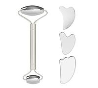 Roller GuaSha Raspado Cuidado de la Piel Herramientas de Acero Inoxidable Relajante Tejido Suave Reduce Cabeza Cuello Espalda 4 en 1 Set