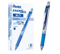 Pentel Energel Xm BL77-C - Bolígrafo retráctil (punta de 0,7 mm, línea de 0,35 mm, 12 unidades), color azul