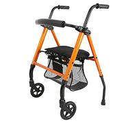 Roller Walker-trolley voor ouderen, multifunctionele opvouwbare winkelwagen voor oudere bromfietsen, vierwielige rollator met gevoerde zitting, messing 2,51 * 66* hoopvol)