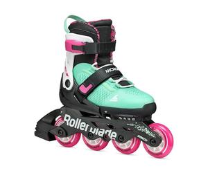 Rollerblade MICROBLADE XT - Patines en línea para niñas, Color Negro/Verde mar, 36,5-40,5