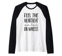 Rollerskater Feel The Heartbeat On Wheels Patines de Ruedas Camiseta Manga Raglan
