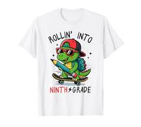 Rollin' Into 9th Grade T-Rex Skateboarding Back To School Camiseta
