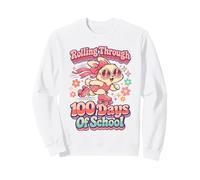 Rollin' Through 100 Days of School Cute Bunny Teacher Girl Sudadera
