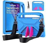 RollinCase Funda Infantil para 2020 Lenovo Tab M10 HD 2nd Gen 10.1 Pulgadas Tablet (TB-X306F/X306X), Carcasa Antigolpes con Asa y Correa, Azul