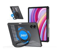 RollinCase Funda para Xiaomi Redmi Pad Pro/Xiaomi Poco Pad 12.1 Pulgadas 2024 Funda Giratoria 360° con Soporte y Asa de Sujeción Transparente Parte Trasera PC, Negro