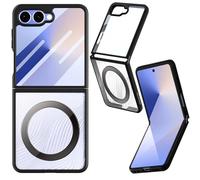 RollinCase Magnética Funda Mate para Samsung Galaxy Z Flip 7 2025 Compatible con MagSafe, Carcasa Trasera Translúcida Esmerilada, Antihuellas, Antichoque Carcasa Anti-Arañazos, Negro