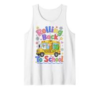 Rolling Back To School Cute Animals Bus First Day Camiseta sin Mangas