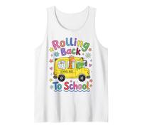 Rolling Back To School Cute Animals Bus First Day Camiseta sin Mangas