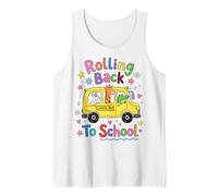 Rolling Back To School Cute Animals Bus First Day Camiseta sin Mangas