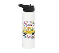 Rolling Back To School Cute Animals Bus First Day Stainless Steel Insulated Water Bottle