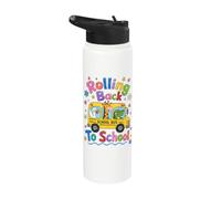 Rolling Back To School Cute Animals Bus First Day Stainless Steel Insulated Water Bottle