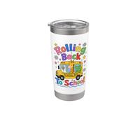 Rolling Back To School Cute Animals Bus First Day Vaso térmico de acero inoxidable de doble pared