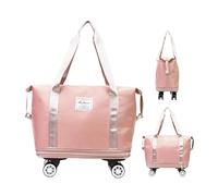 Rolling - Bolsa de viaje plegable | Bolsa de equipaje con ruedas, bolsa de viaje grande con ruedas, bolsa de viaje plegable impermeable con varios compartimentos, rosa, Se référer au descriptif