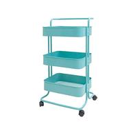 Rolling Cart 3 Tier Heavy Duty Rust Proof Metal Rolling Utility Storage Cart Trolley with Wheels Easy Assembly Suitable for Library, Office, Classroom, Family be