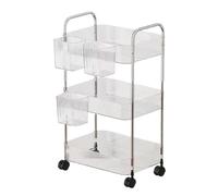 Rolling Carts with Wheels - Acrylic Multi Layer Storage Trolley, Mobile Utility Organizer Rack | Smooth Glide Lockable Caster Design, Space Saving Storage Solution, Dorm Bedroom Office Home Kitchen Ba