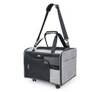 Rolling Cat Carrier, Portable Pet Tote, 18.5x14.96x11.81 Inches Large Capacity Carrier, Breathable Mesh Holder, Shoulder Strap Included, Ideal for Comfortable Travel with Cats Puppies or Small Dogs