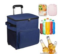 Rolling Cooler, Wheeled Insulated Cart, 35L Leakproof Trolley Bag with Handle, Portable Cooling Solution for Travel, Picnic, Patio, Outdoor Beach Days, and Camping Adventures