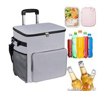 Rolling Cooler, Wheeled Insulated Cart, 35L Leakproof Trolley Bag with Handle, Portable Cooling Solution for Travel, Picnic, Patio, Outdoor Beach Days, and Camping Adventures
