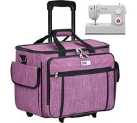 cab55 - Funda Desmontable para máquina de Coser con Ruedas, Bolsa de Mano con Tabla de Madera Inferior extraíble para la mayoría de máquinas de Coser estándar y Accesorios, Purple, Rolling