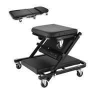 Rolling Creeper - Asiento de aleación de acero + piel sintética, asiento de enredadera automotriz | Enredadera mecánica con diseño plegable, asiento de herramienta rodante para reparación de