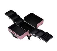 Rolling De Aluminio Maletín De Maquillaje Profesional Estuche para Maquilladores, Estuche Maquillaje De Viaje Beauty Case Portátil, Estuche De Manicura, Negro/Rosa (Color : Pink)